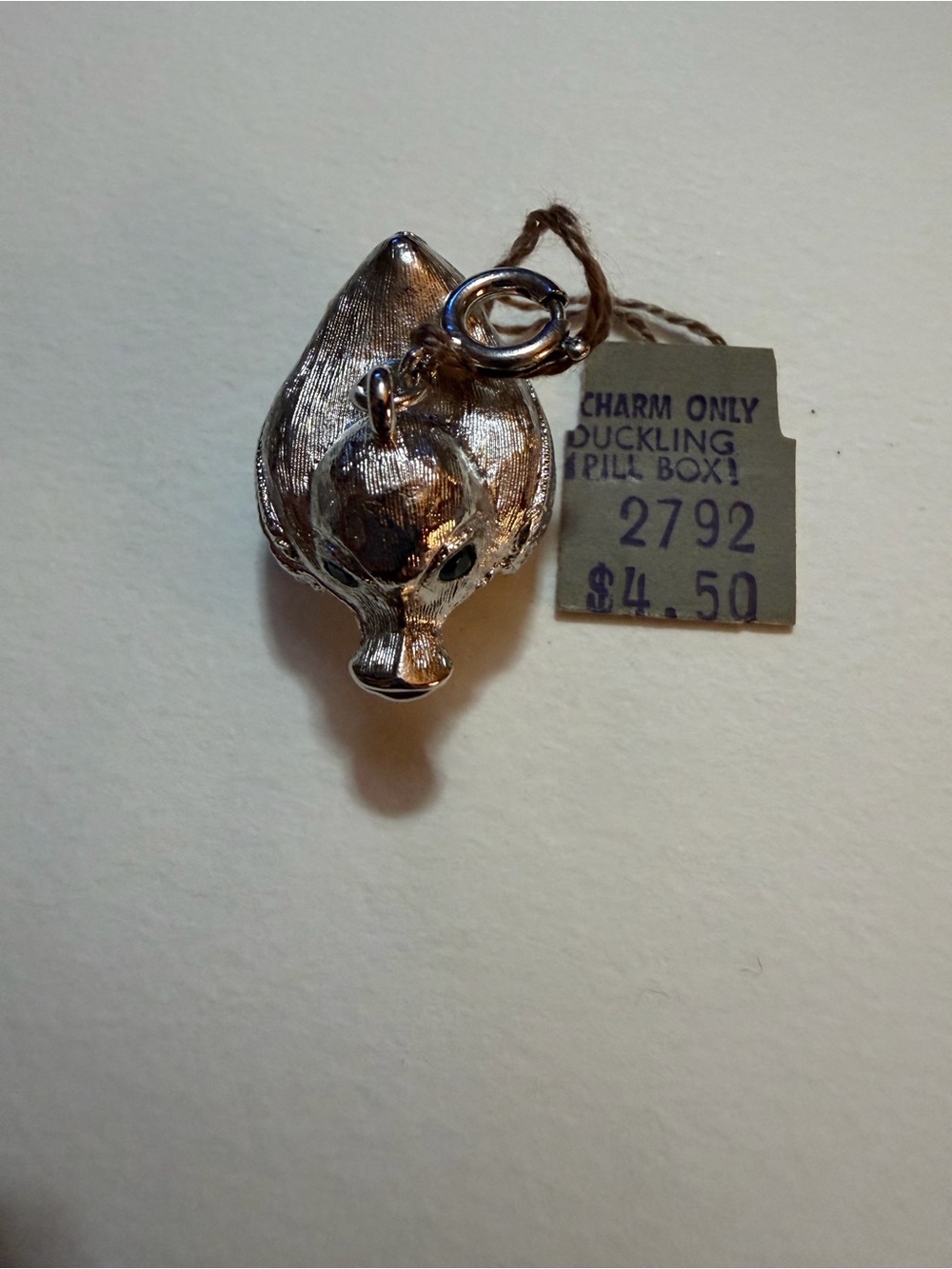 Silver Duckling Bird Charm Pendant - Monet